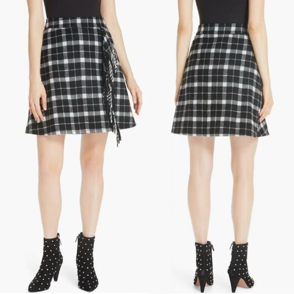 Kate Spade New York Rustic Plaid Fringe Skirt size 0 - Picture 8 of 10